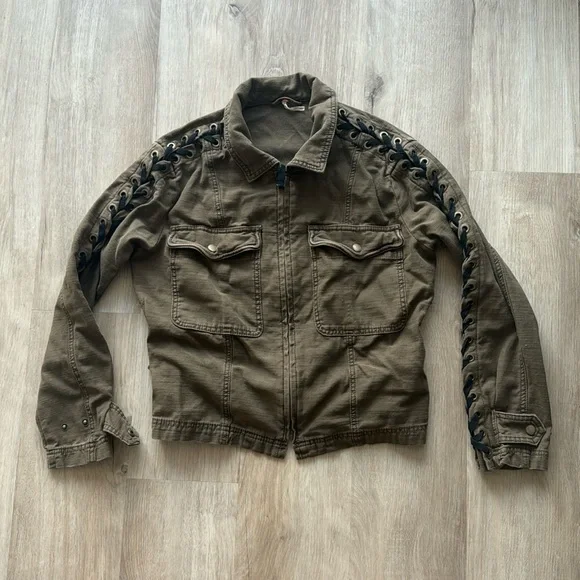 Free People Womens Faye Military Jacket Relaxed Military Brown Size XS